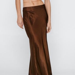 Satin High Waisted Bias Cut Maxi Skirt